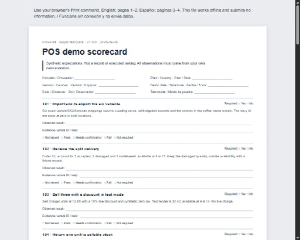 Blank POS buyer worksheet